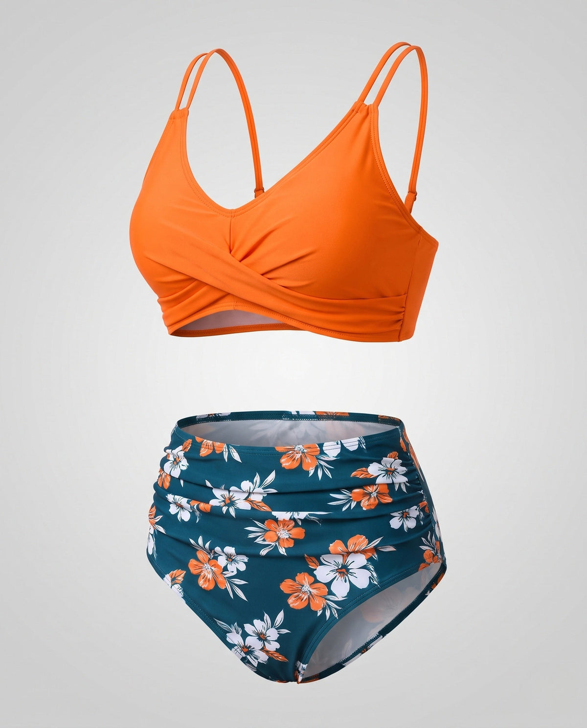 Bikini with High Waist and Ruched Top for Women