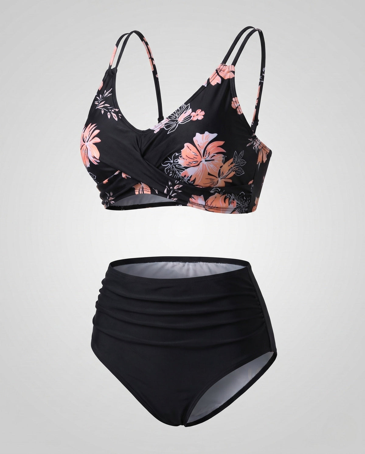 Bikini with High Waist and Ruched Top for Women
