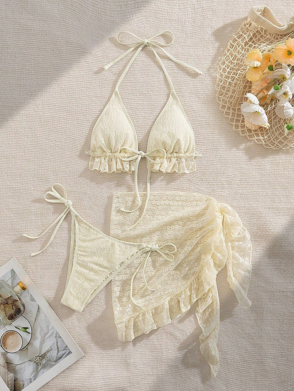Bikini with Ruffle Details and Wrap Skirt for Women