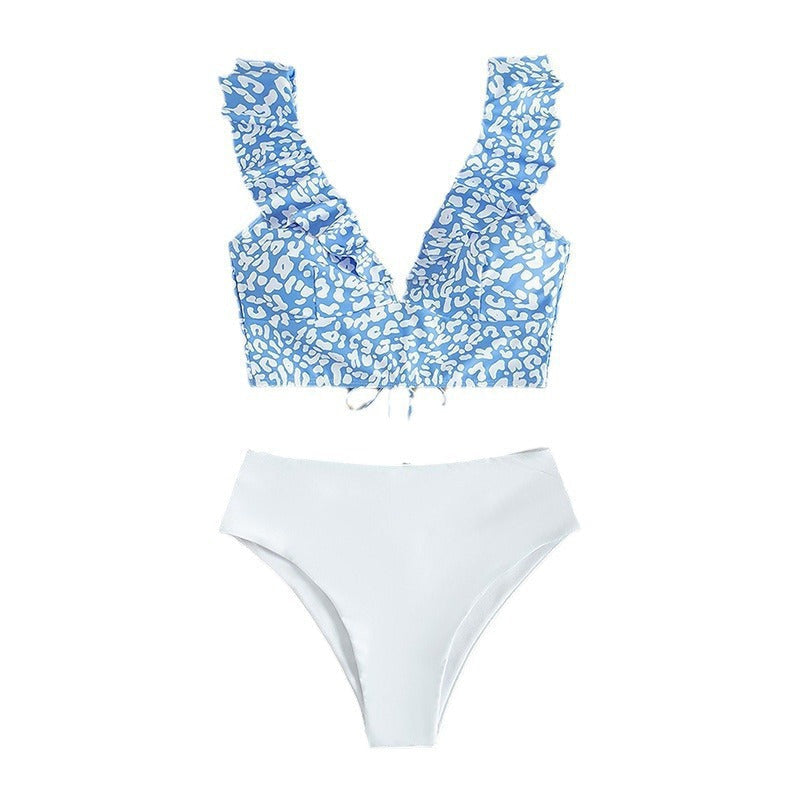 Bikini with Ruffled Straps and Adjustable Ties for Women