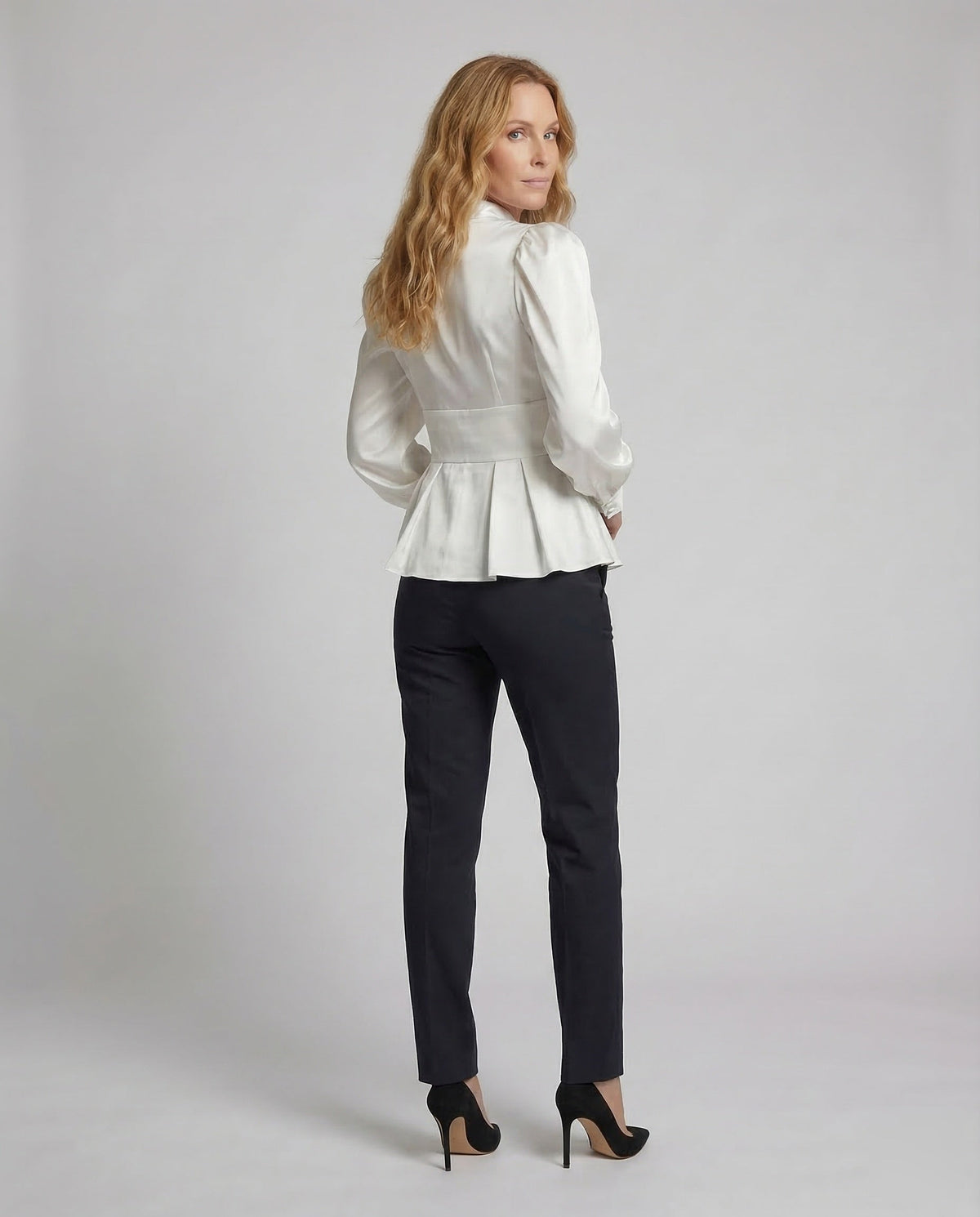 Blouse with Peplum and Balloon Sleeves for Women