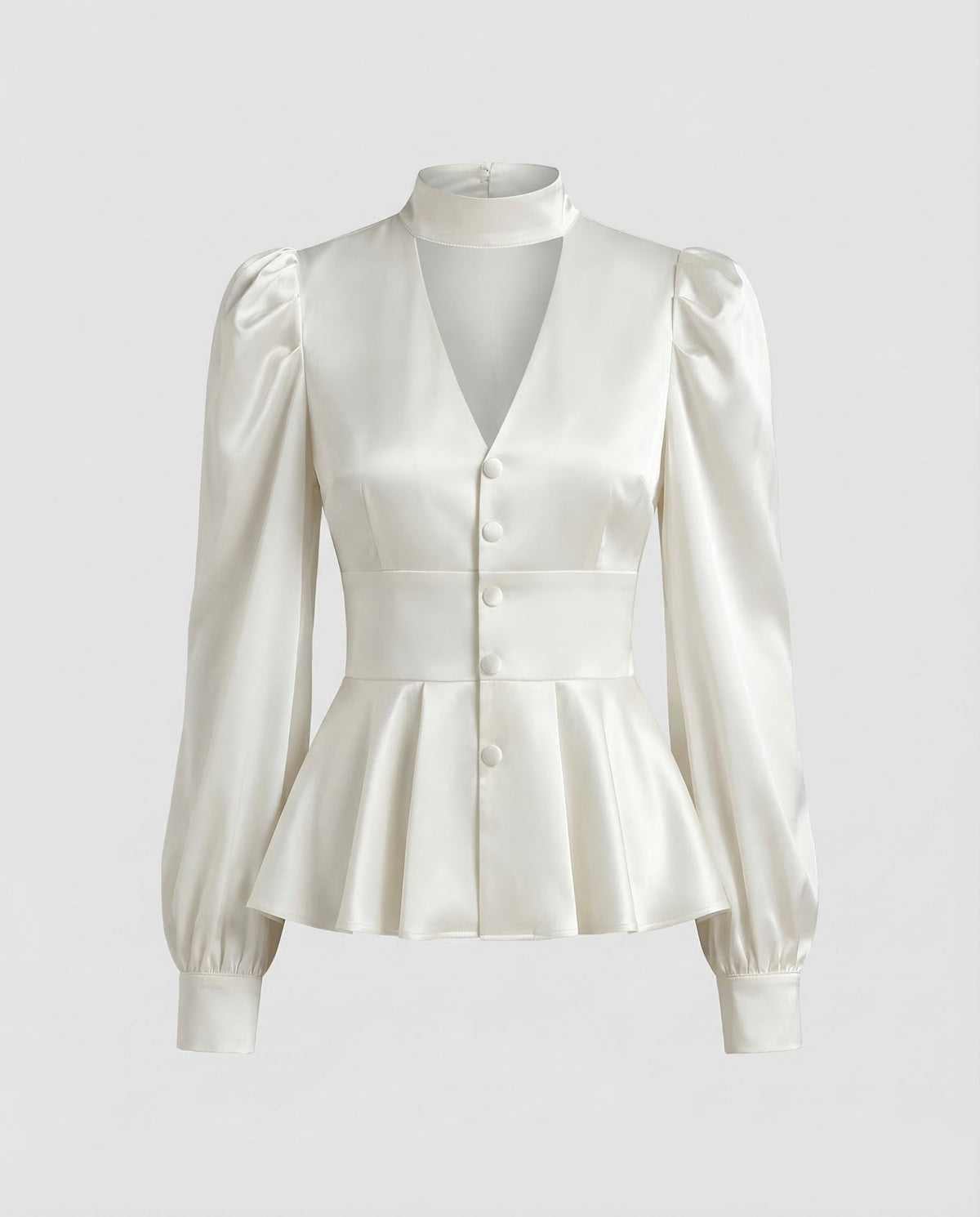 Blouse with Peplum and Balloon Sleeves for Women