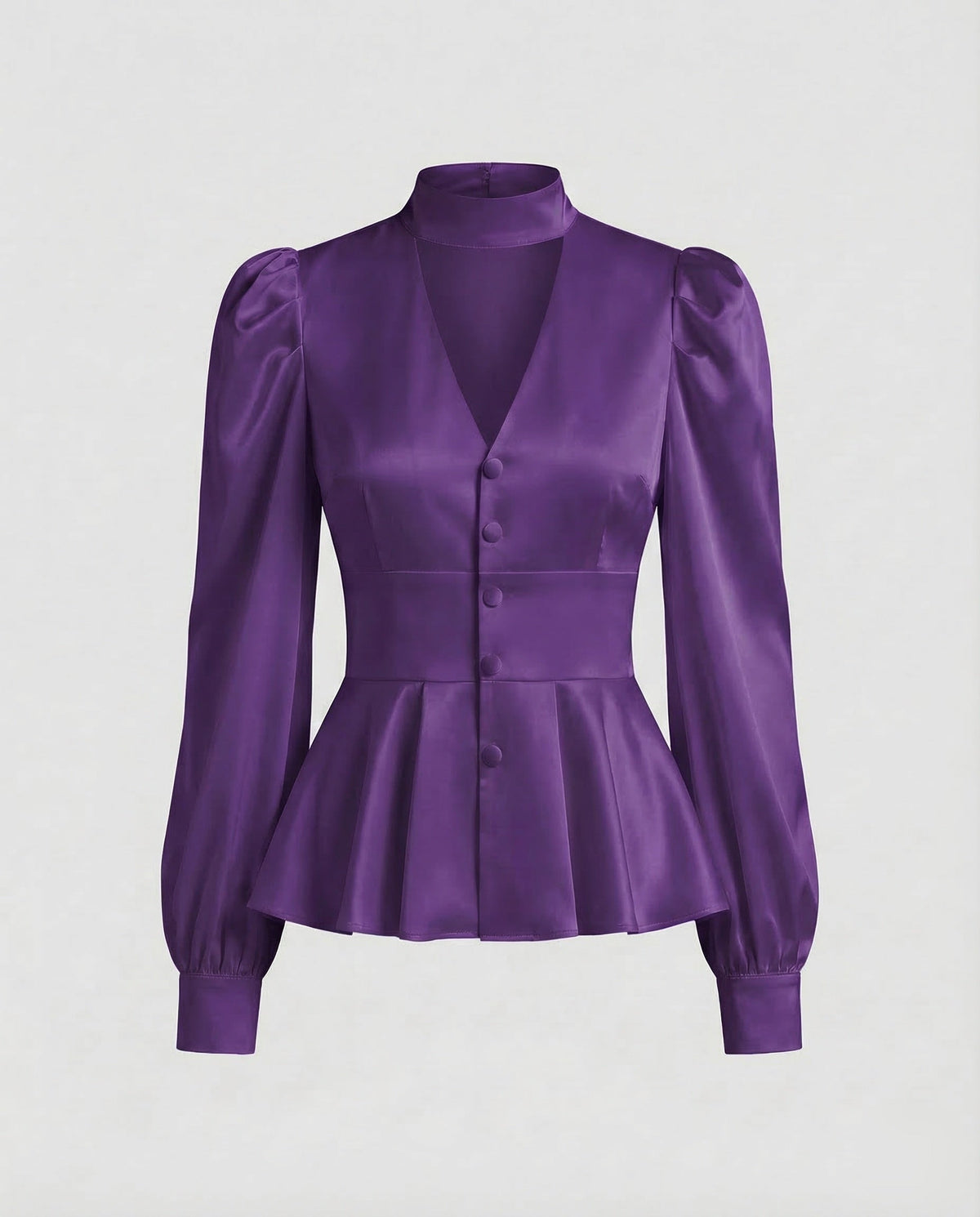 Blouse with Peplum and Balloon Sleeves for Women