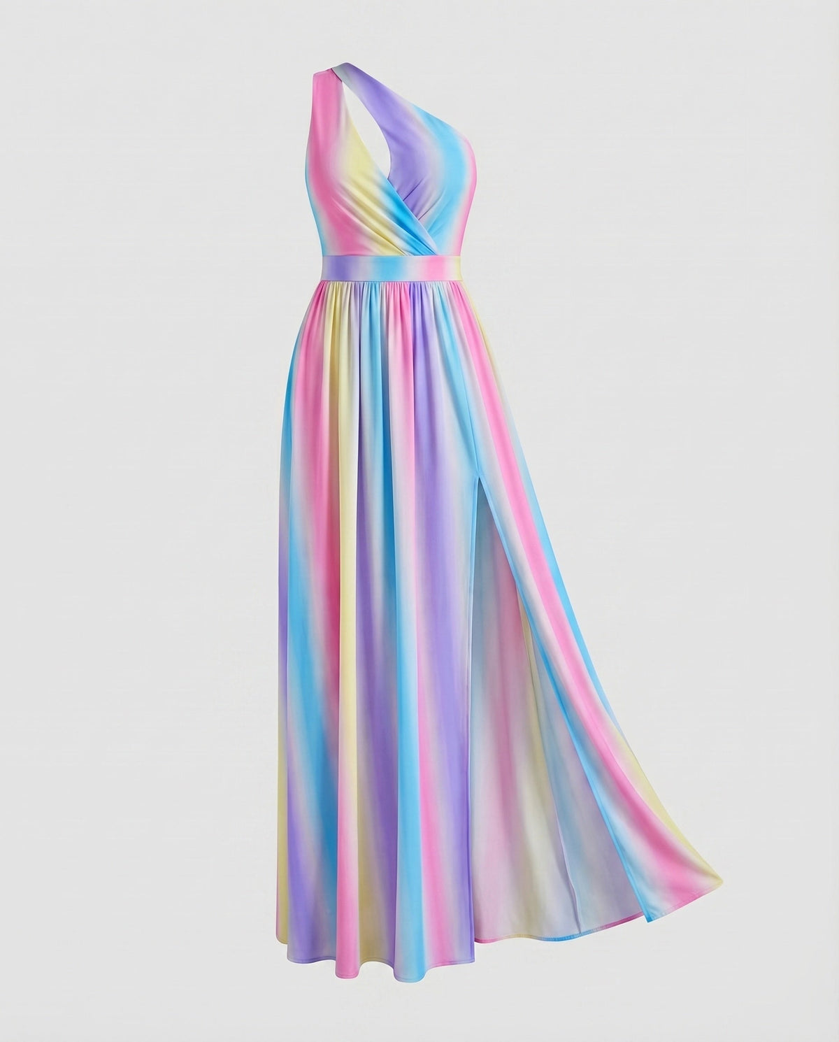 Cocktail Dress with One-Shoulder Neckline and Slit for Women