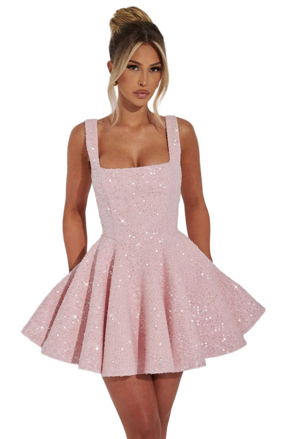 Cocktail Dress with Sequins and Hip Bow for Women