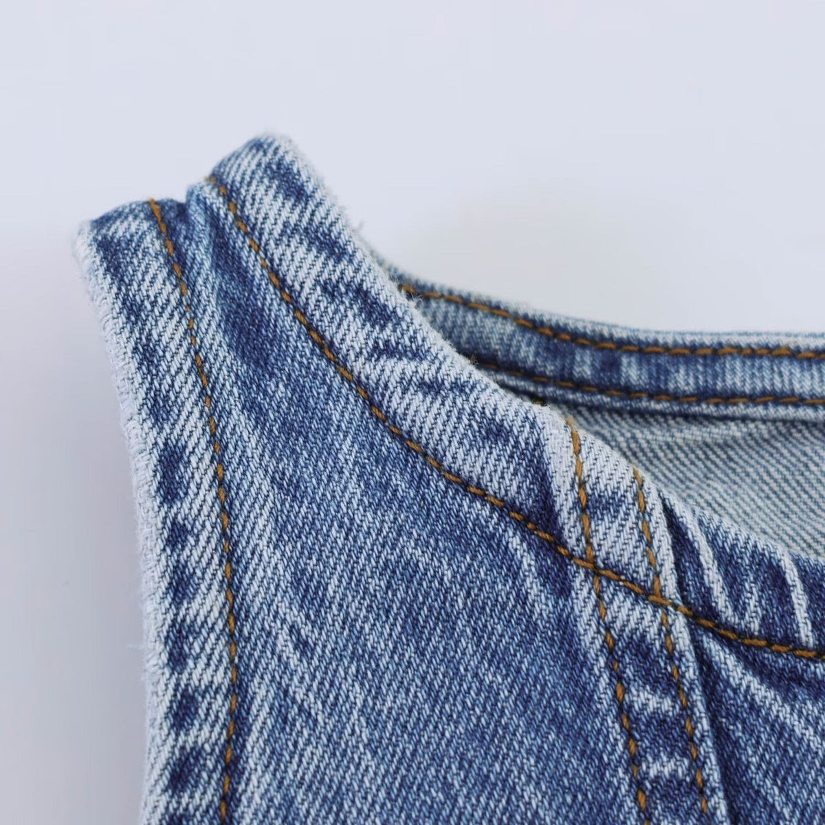Denim Dress with Round Neck and Buttons for Women
