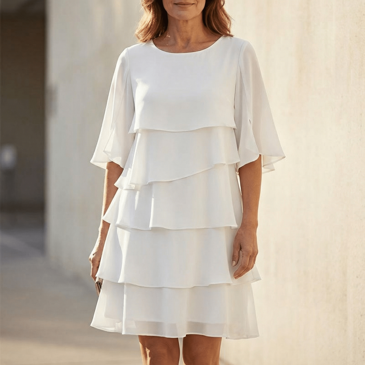 Dresses with Tiered Ruffles and Flutter Sleeves for Women