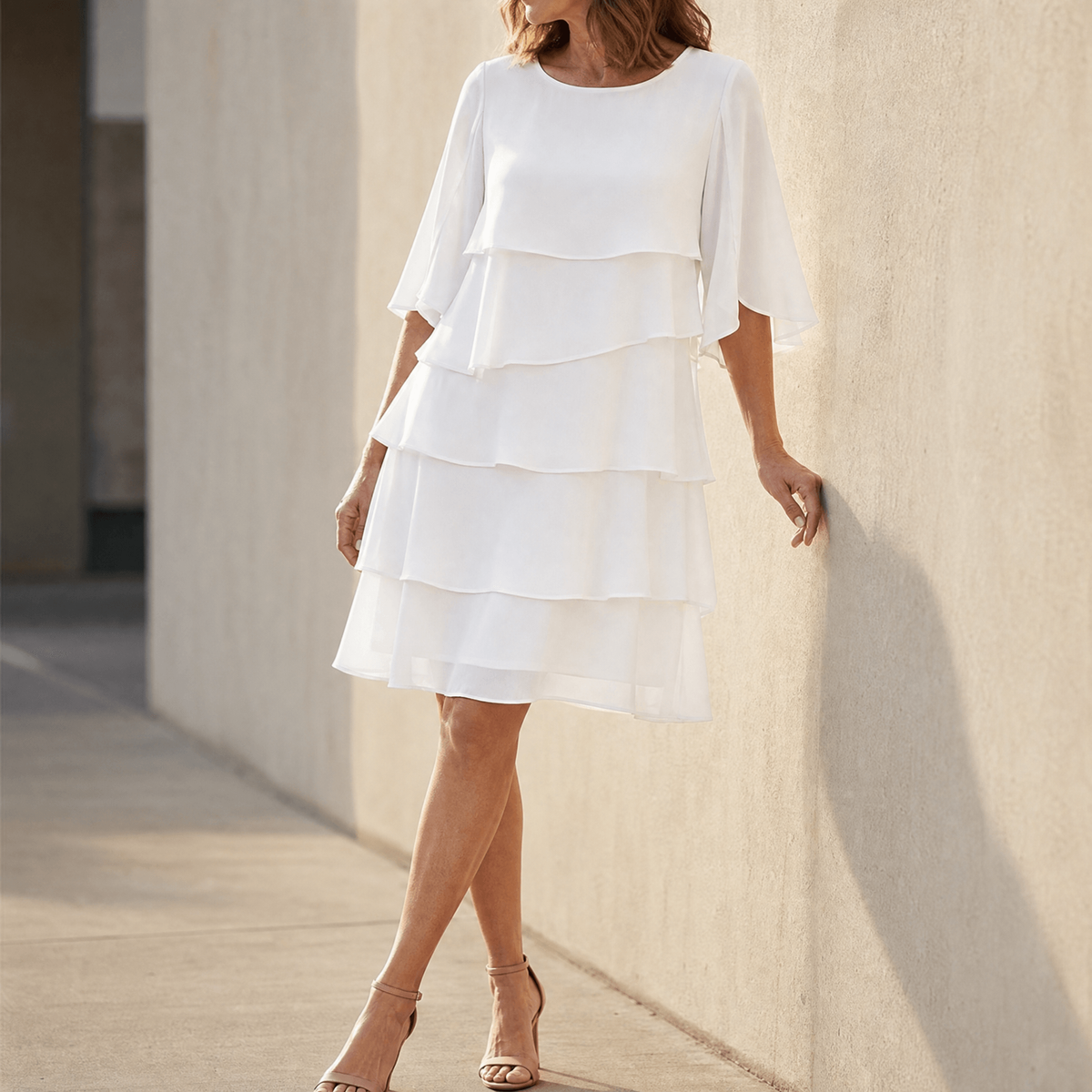 Dresses with Tiered Ruffles and Flutter Sleeves for Women