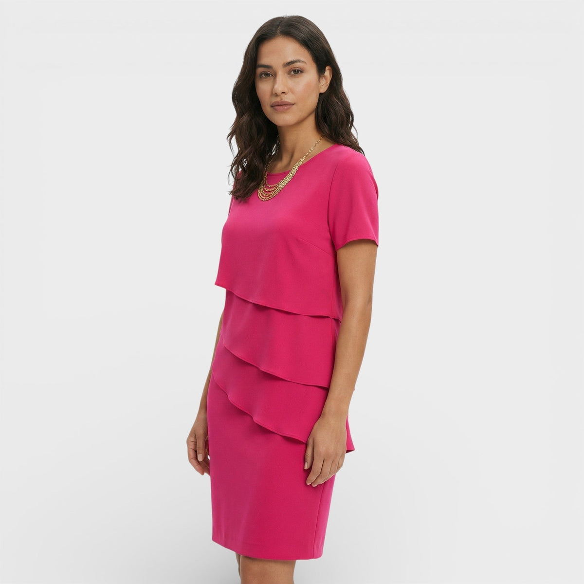 Formal Dress with Asymmetric Layered Ruffles for Women