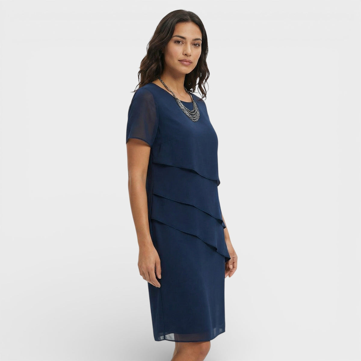 Formal Dress with Asymmetric Layered Ruffles for Women