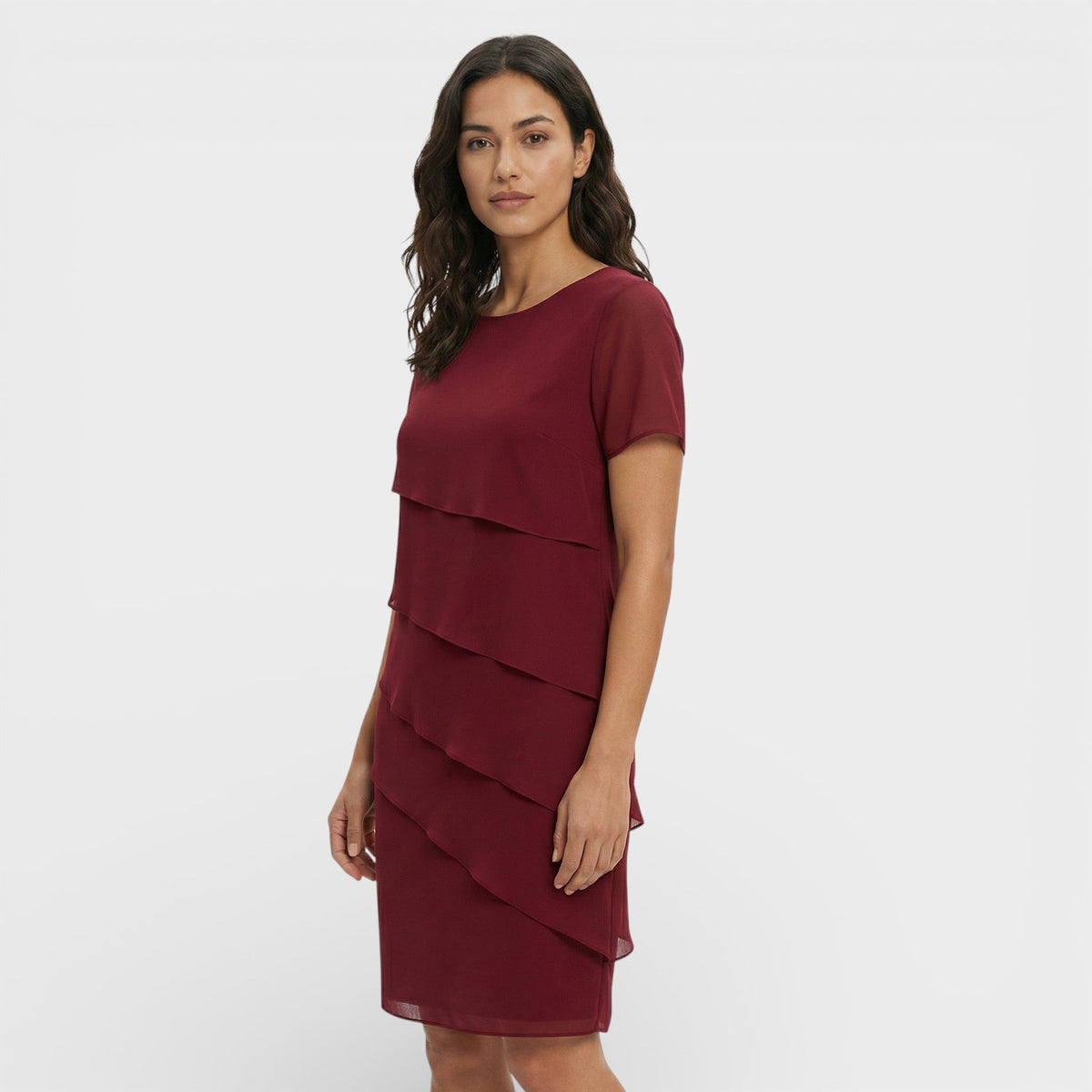 Formal Dress with Asymmetric Layered Ruffles for Women