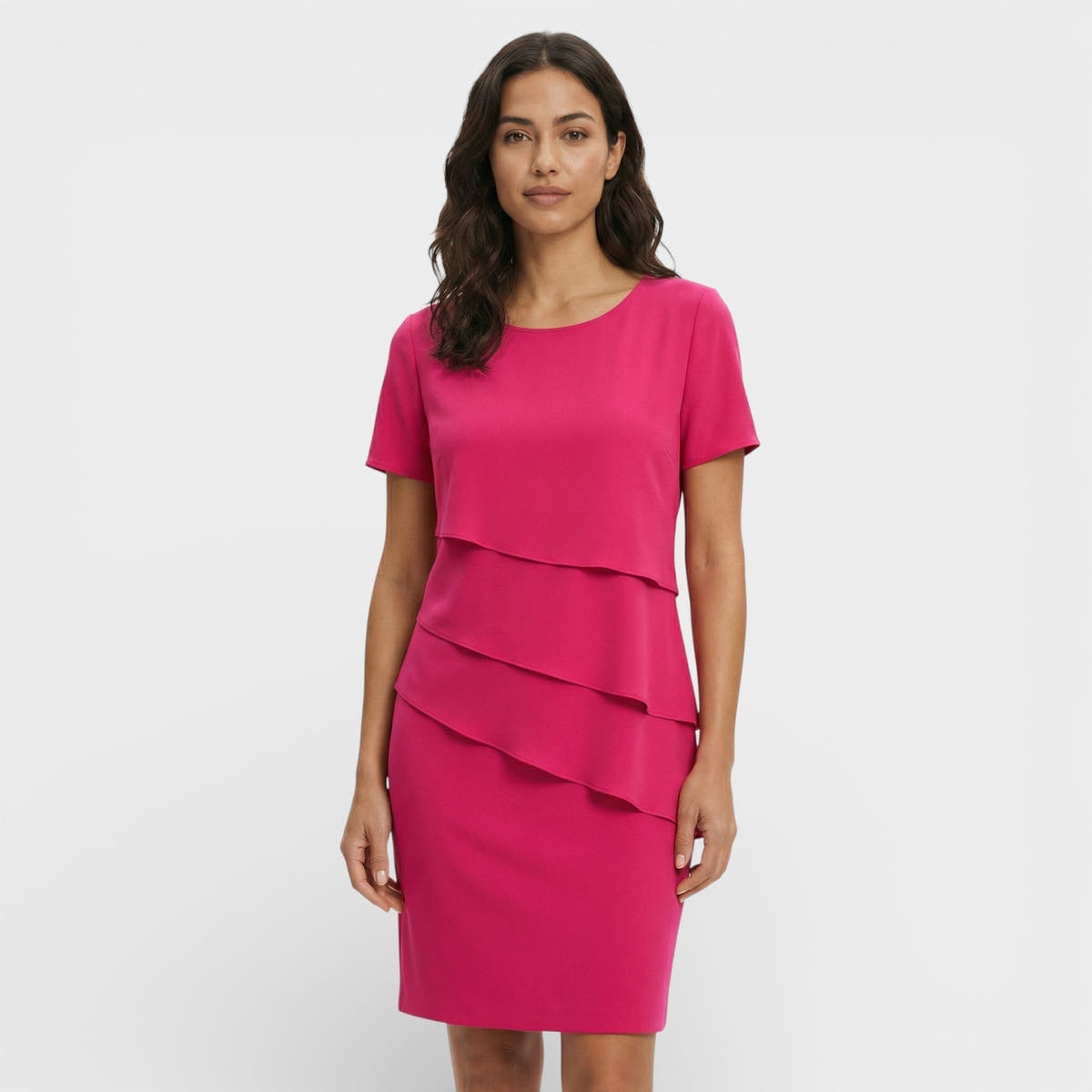 Formal Dress with Asymmetric Layered Ruffles for Women
