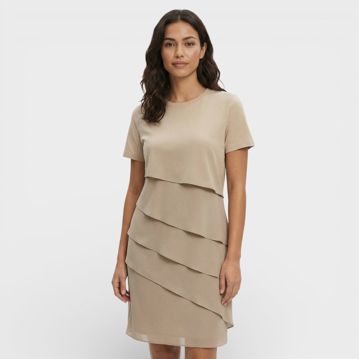 Formal Dress with Asymmetric Layered Ruffles for Women
