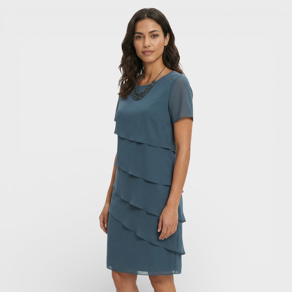 Formal Dress with Asymmetric Layered Ruffles for Women