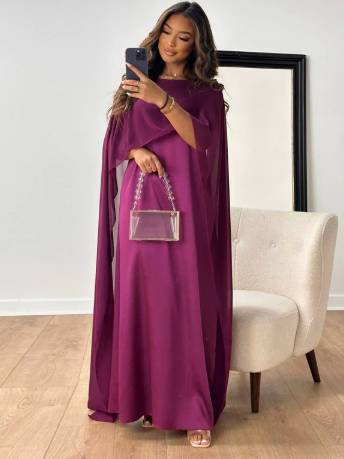 Formal Dress with High Collar and Cape Sleeves for Women