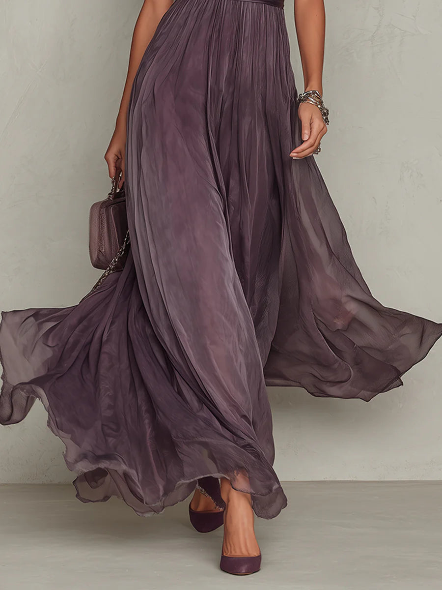 Formal Dress with Lace Trim and Maxi Hem for Women