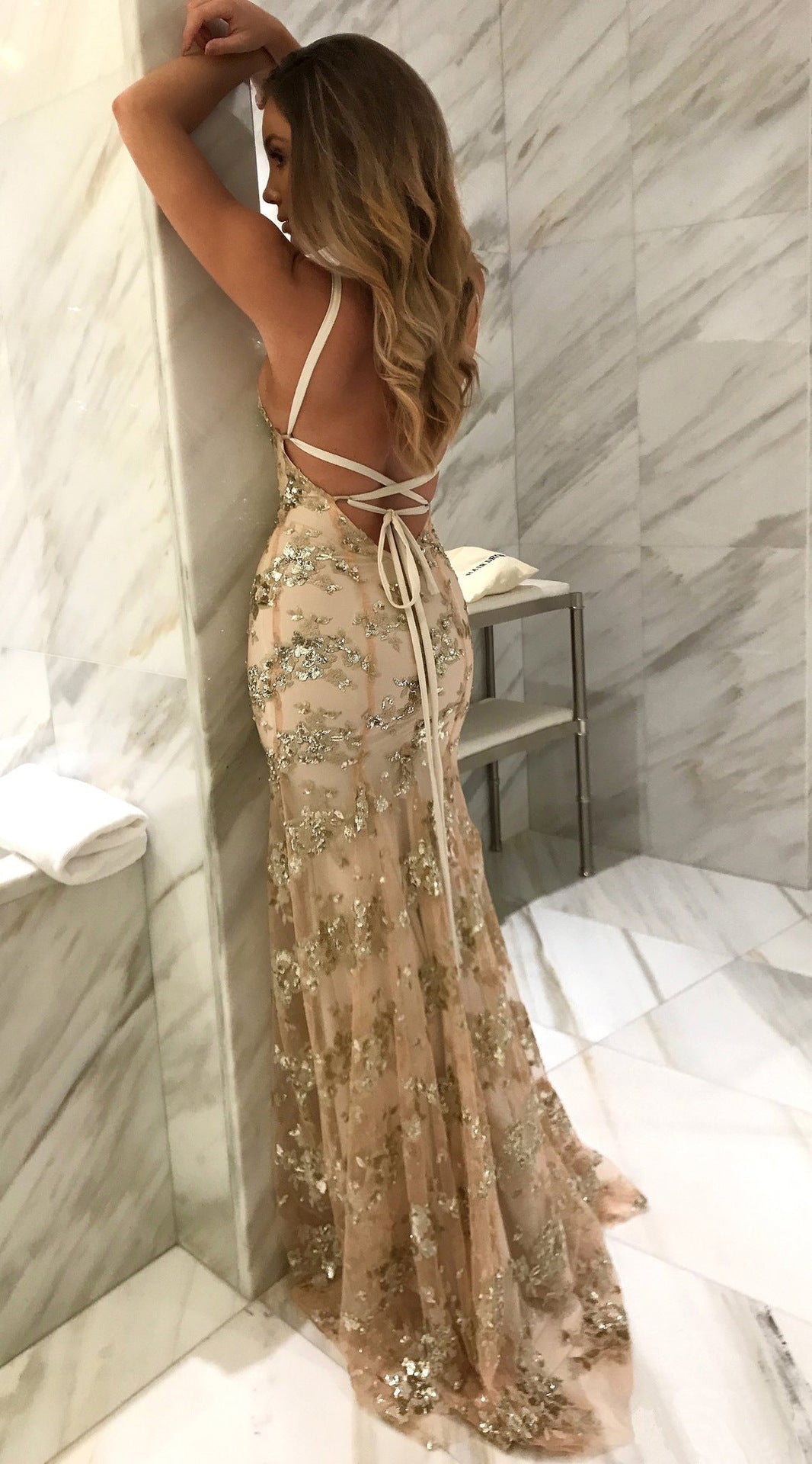 Formal Dress with Sequins and Mermaid Skirt for Women