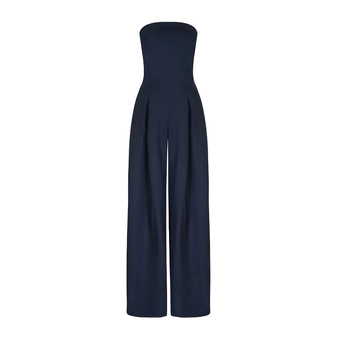 Jumpsuit with Strapless Neckline and Wide Legs for Women