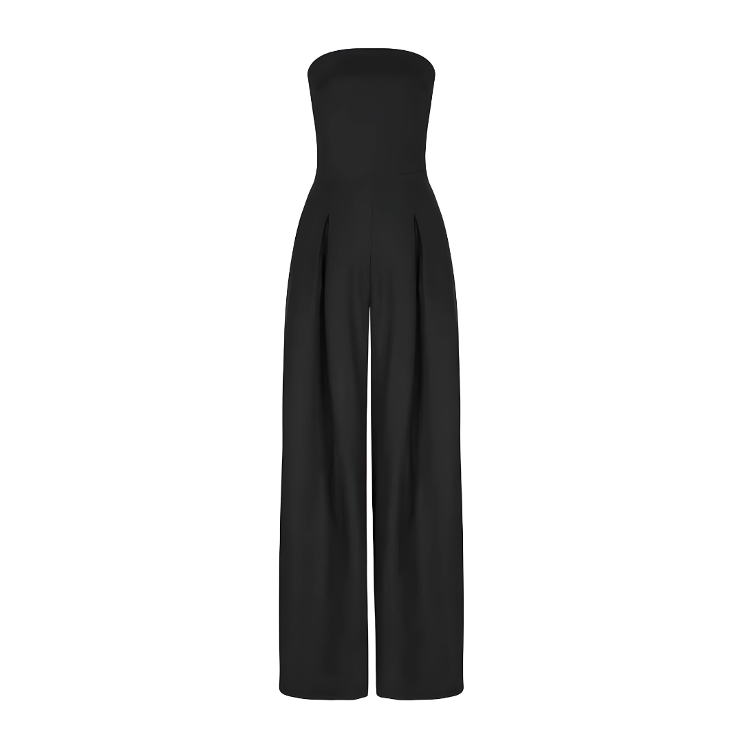 Jumpsuit with Strapless Neckline and Wide Legs for Women