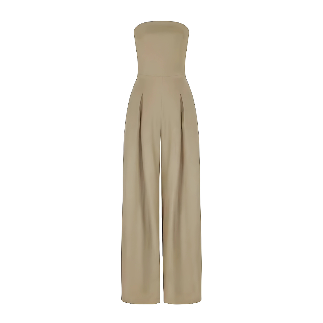 Jumpsuit with Strapless Neckline and Wide Legs for Women