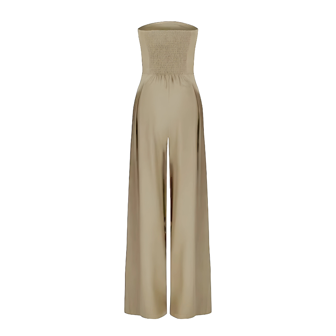 Jumpsuit with Strapless Neckline and Wide Legs for Women