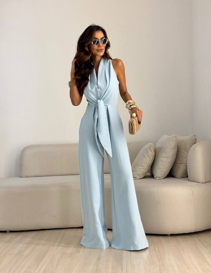 Jumpsuit with Wide Legs and Belted Waist for Women