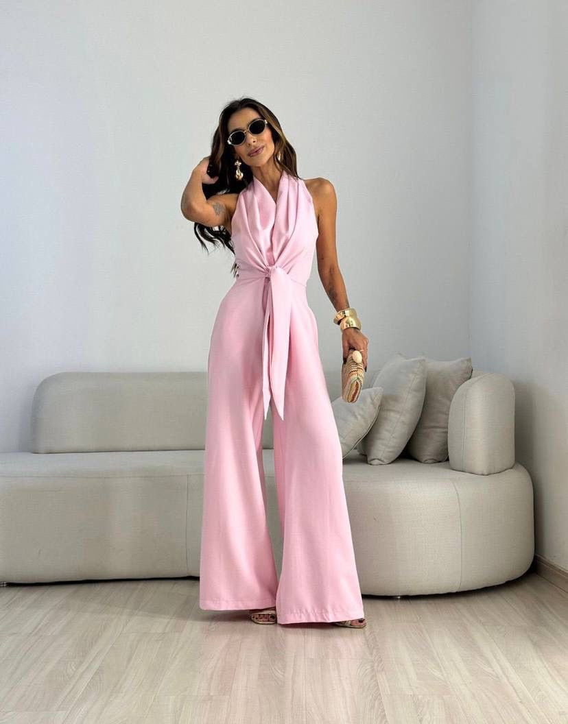Jumpsuit with Wide Legs and Belted Waist for Women