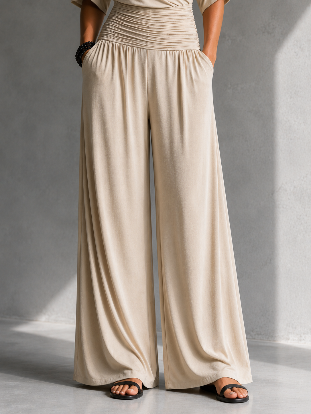 Jumpsuit with Wide Legs and Crossover V-Neck for Women