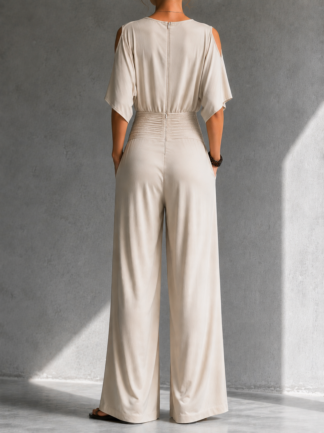Jumpsuit with Wide Legs and Crossover V-Neck for Women
