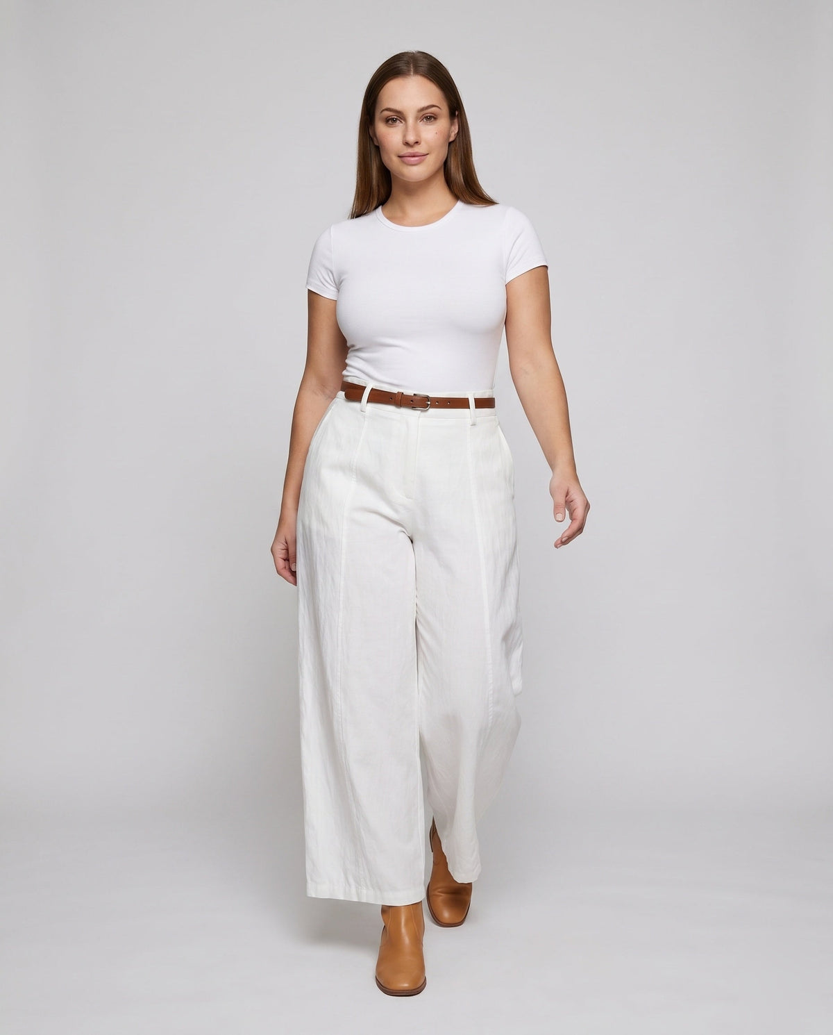Linen Pants with Detachable Belt for Women