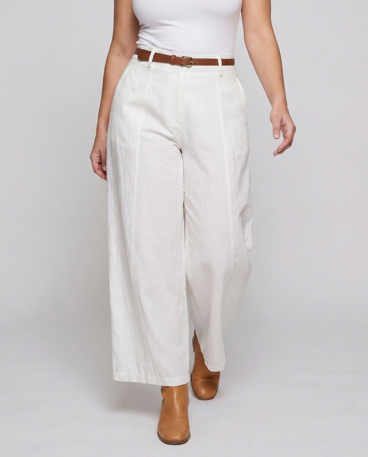 Linen Pants with Detachable Belt for Women