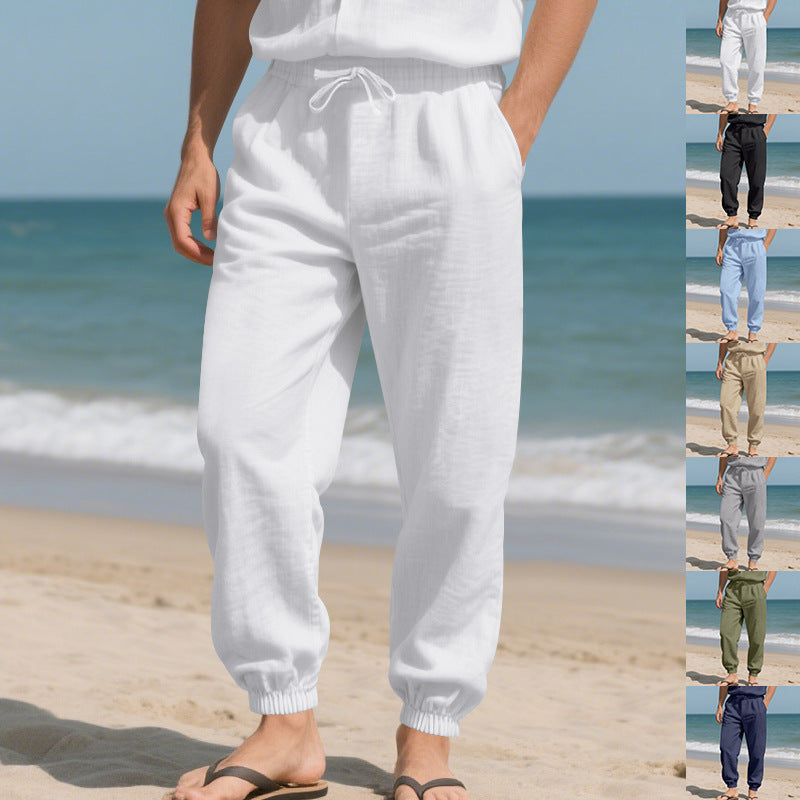 Linen Pants with Harem Cut and Drawstring Waist for Women