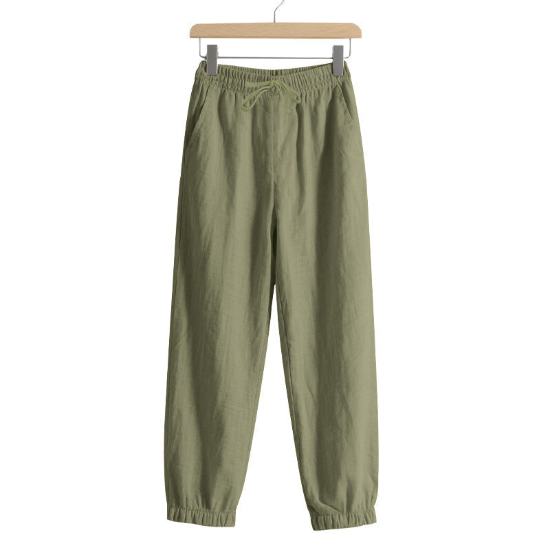 Linen Pants with Harem Cut and Drawstring Waist for Women