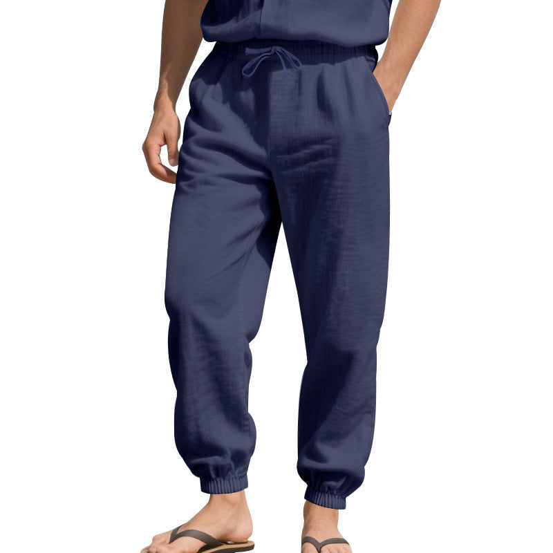 Linen Pants with Harem Cut and Drawstring Waist for Women
