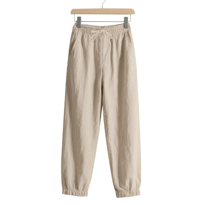 Linen Pants with Harem Cut and Drawstring Waist for Women