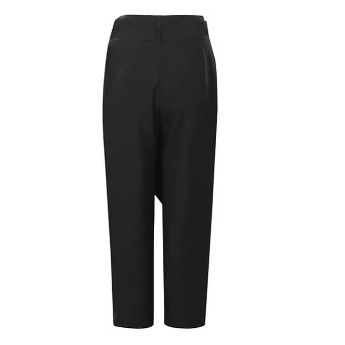 Linen Pants with High Waist and Wrap Front for Women