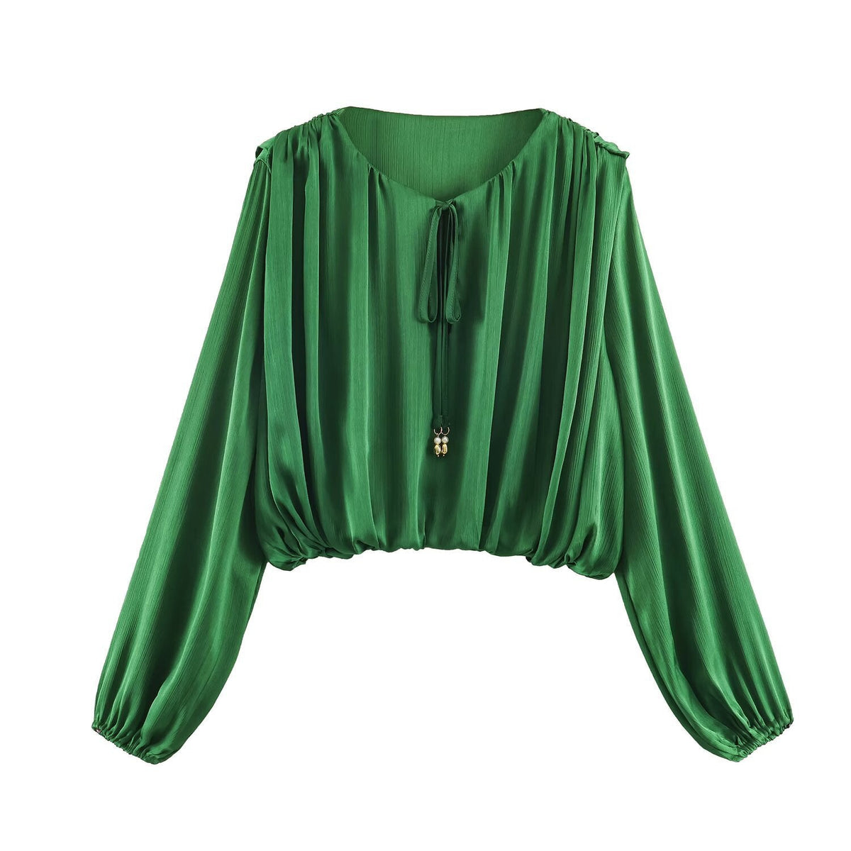 Long Sleeve Top with Cropped Cut and Drawstring for Women