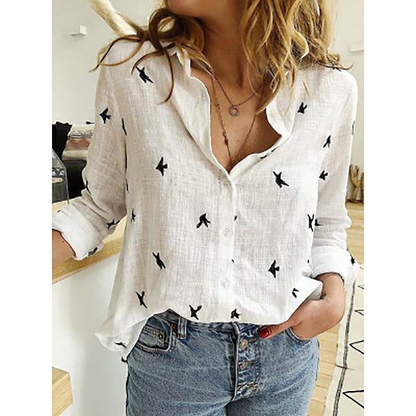 Long Sleeve Top with V-Neck and Button Front for Women