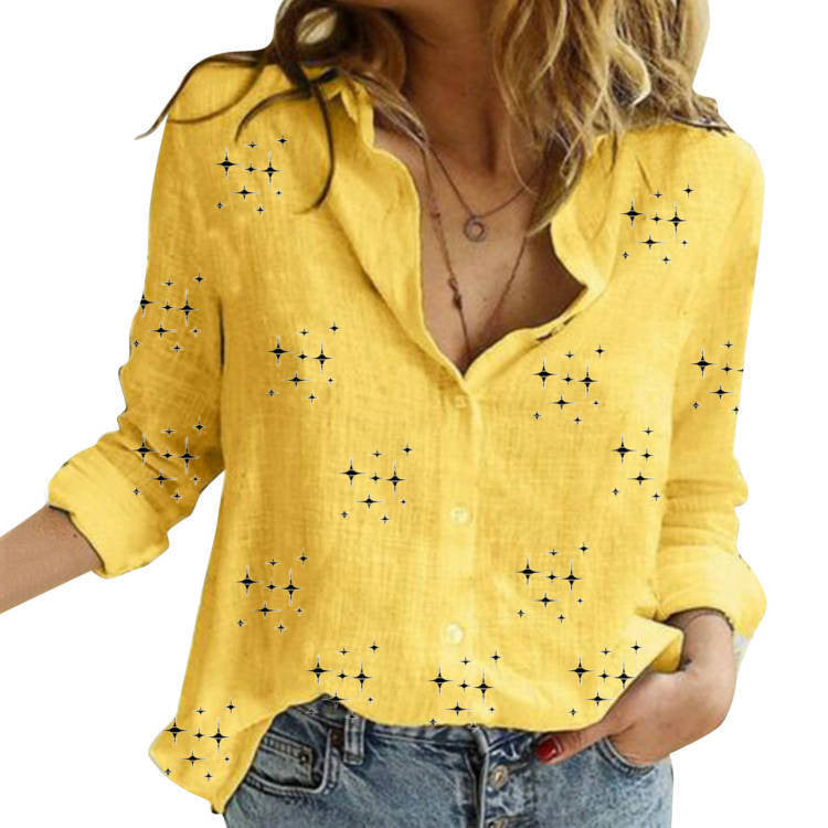 Long Sleeve Top with V-Neck and Button Front for Women