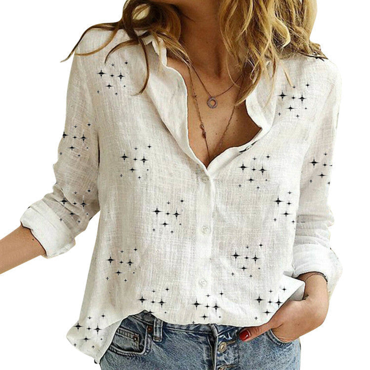 Long Sleeve Top with V-Neck and Button Front for Women