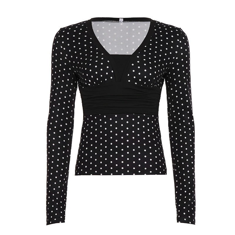 Long Sleeve Top with Wrap Detail and V-Neck for Women