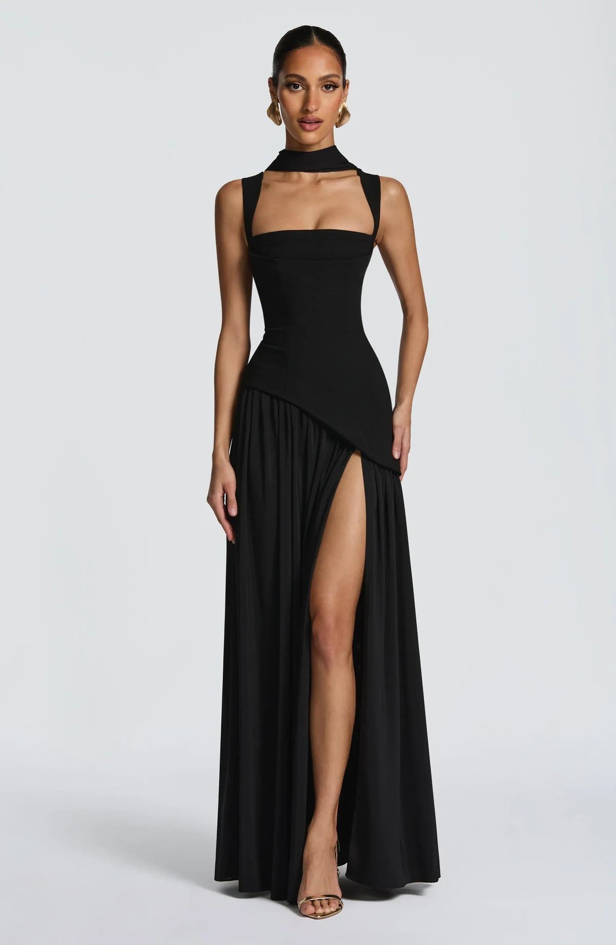 Maxi Dress with A-Line Cut and Fitted Waist for Women