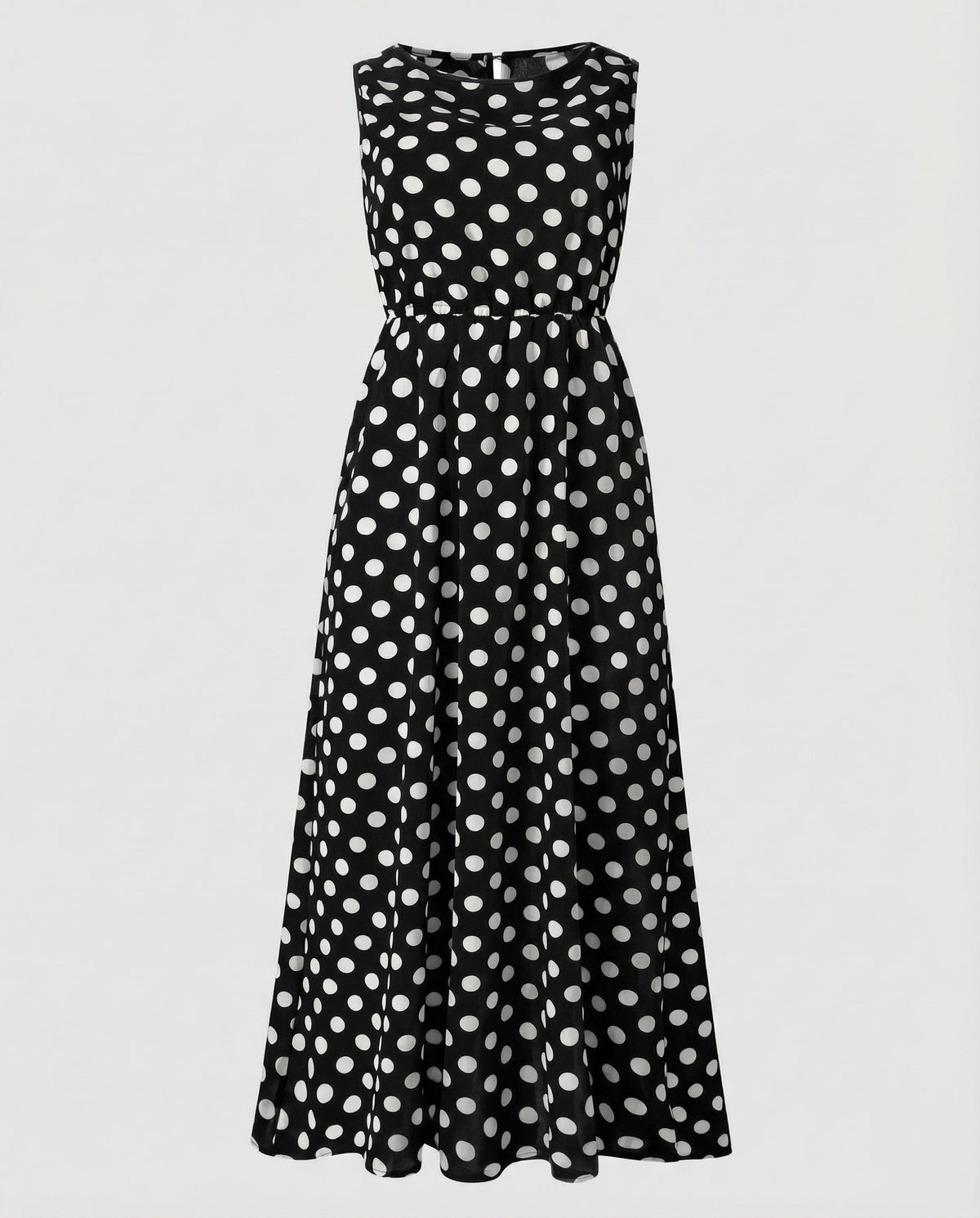 Maxi Dress with Polka Dots and Circle Skirt for Women