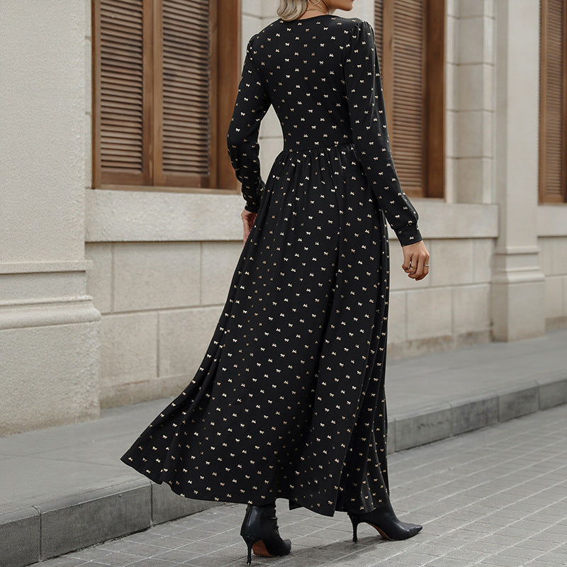 Maxi Dress with Wrap Bodice and Lace Trim for Women