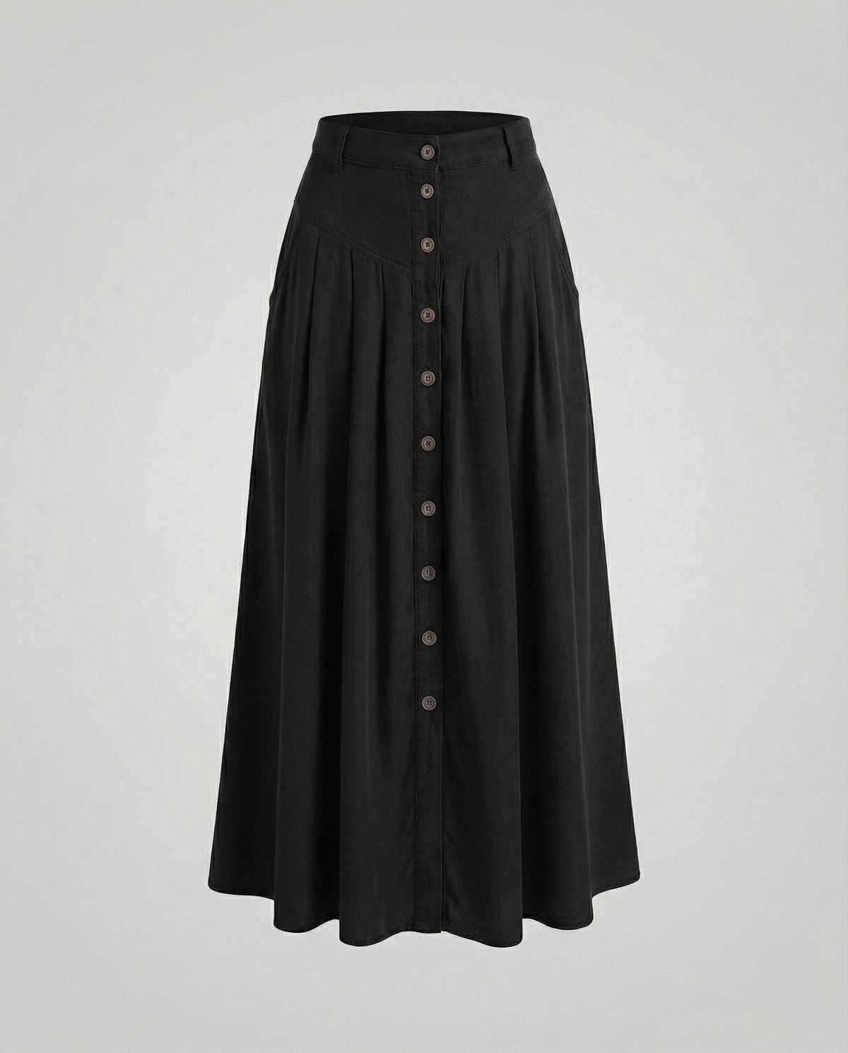 Maxi Skirt with A-Line Cut and Button Front for Women