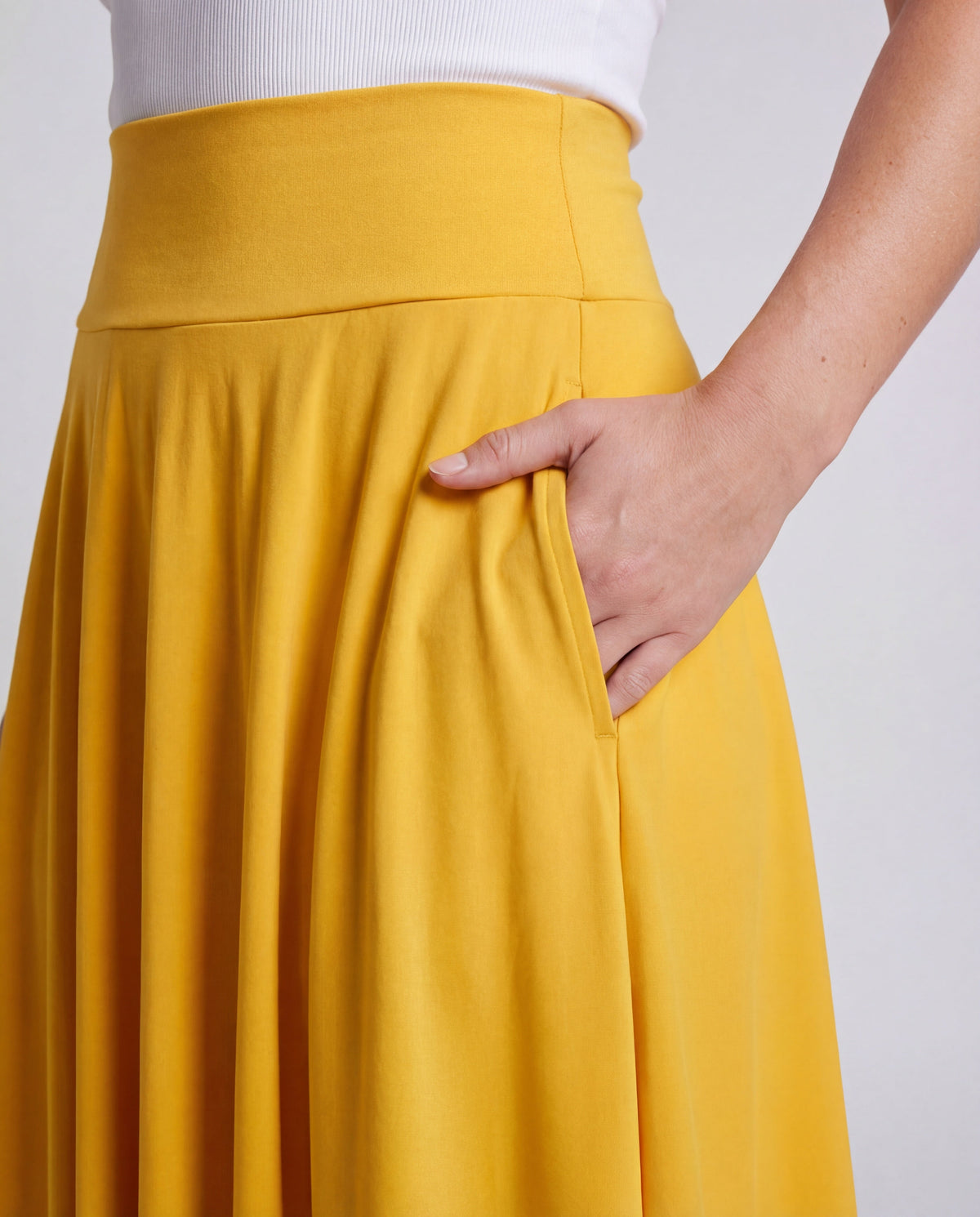 Maxi Skirt with Circle Cut and Wide Waist Panel for Women