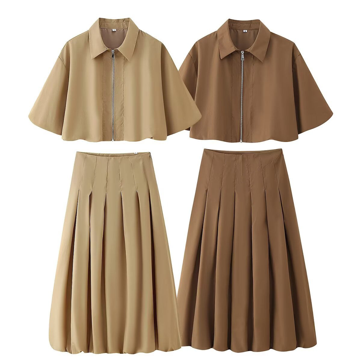 Maxi Skirt with High Waist and Box Pleats for Women