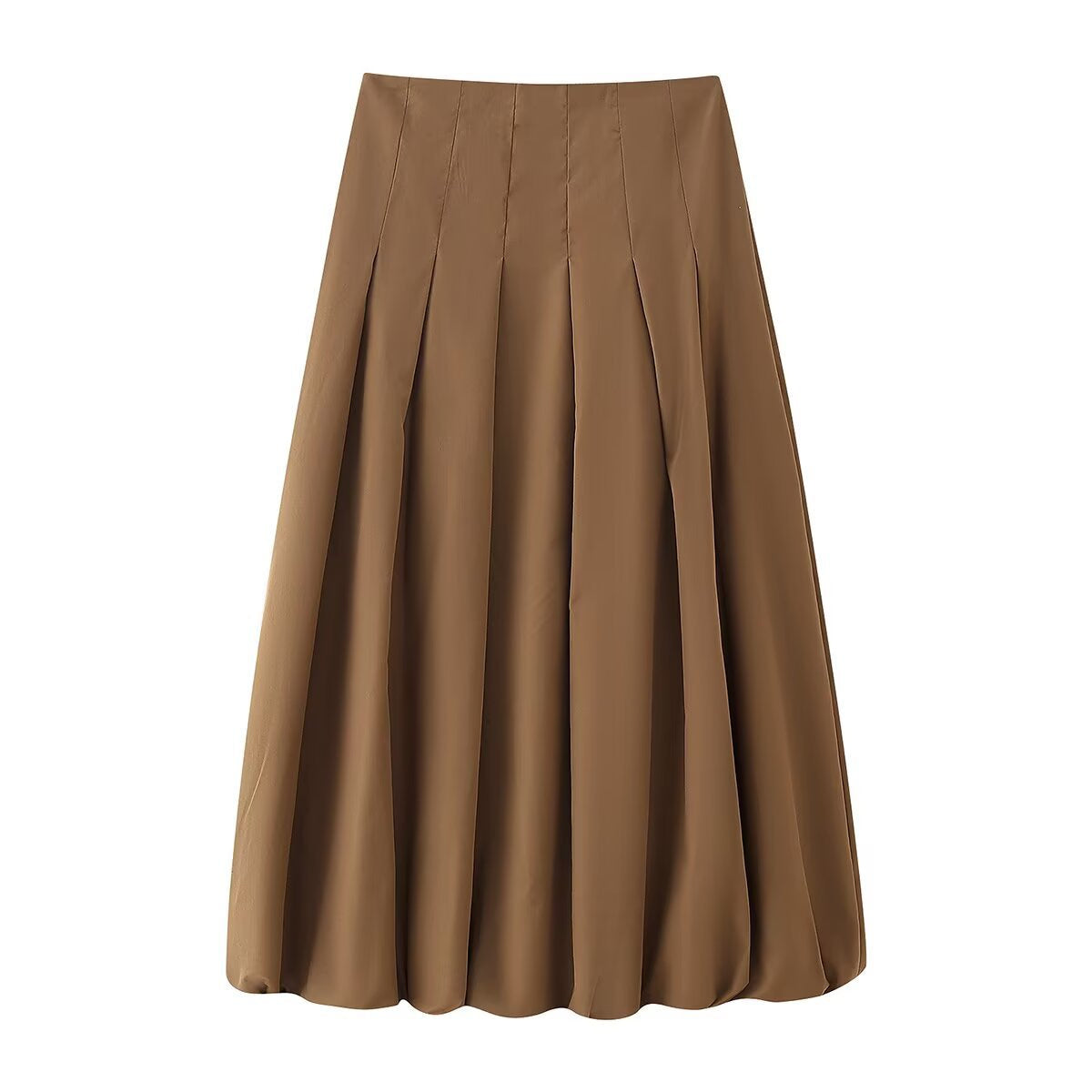 Maxi Skirt with High Waist and Box Pleats for Women