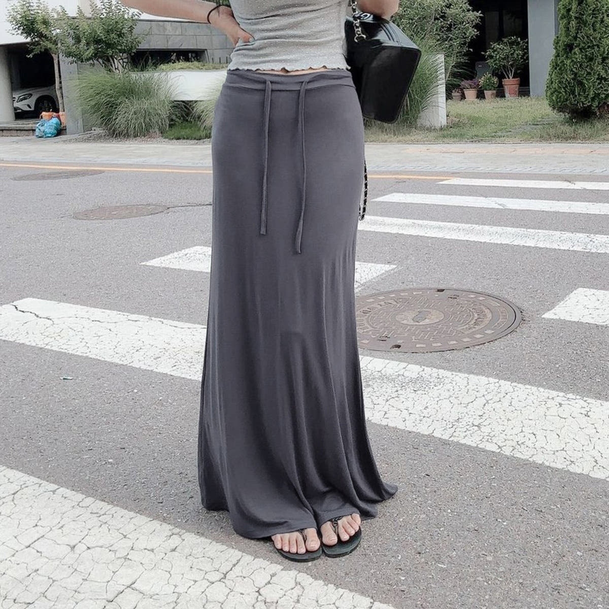 Maxi Skirt with High Waist and Side Slits for Women