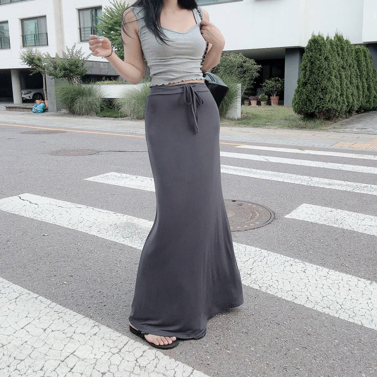 Maxi Skirt with High Waist and Side Slits for Women